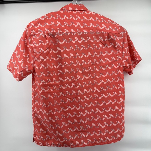 Uzzi Amphibious Gear Wave Print all over Shirt Mens L Orange Surf Beach Button - Picture 2 of 6